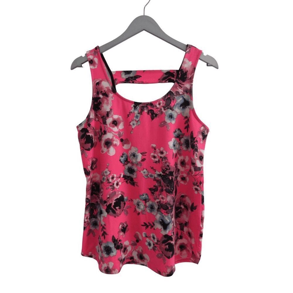 P.S. Kate Bright‎ Pink Floral Tank Top Sz L